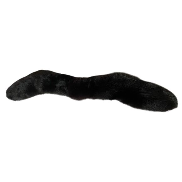Black Real Fur Collar/Shawl Wrap 46" Scarf - Picture 1 of 4